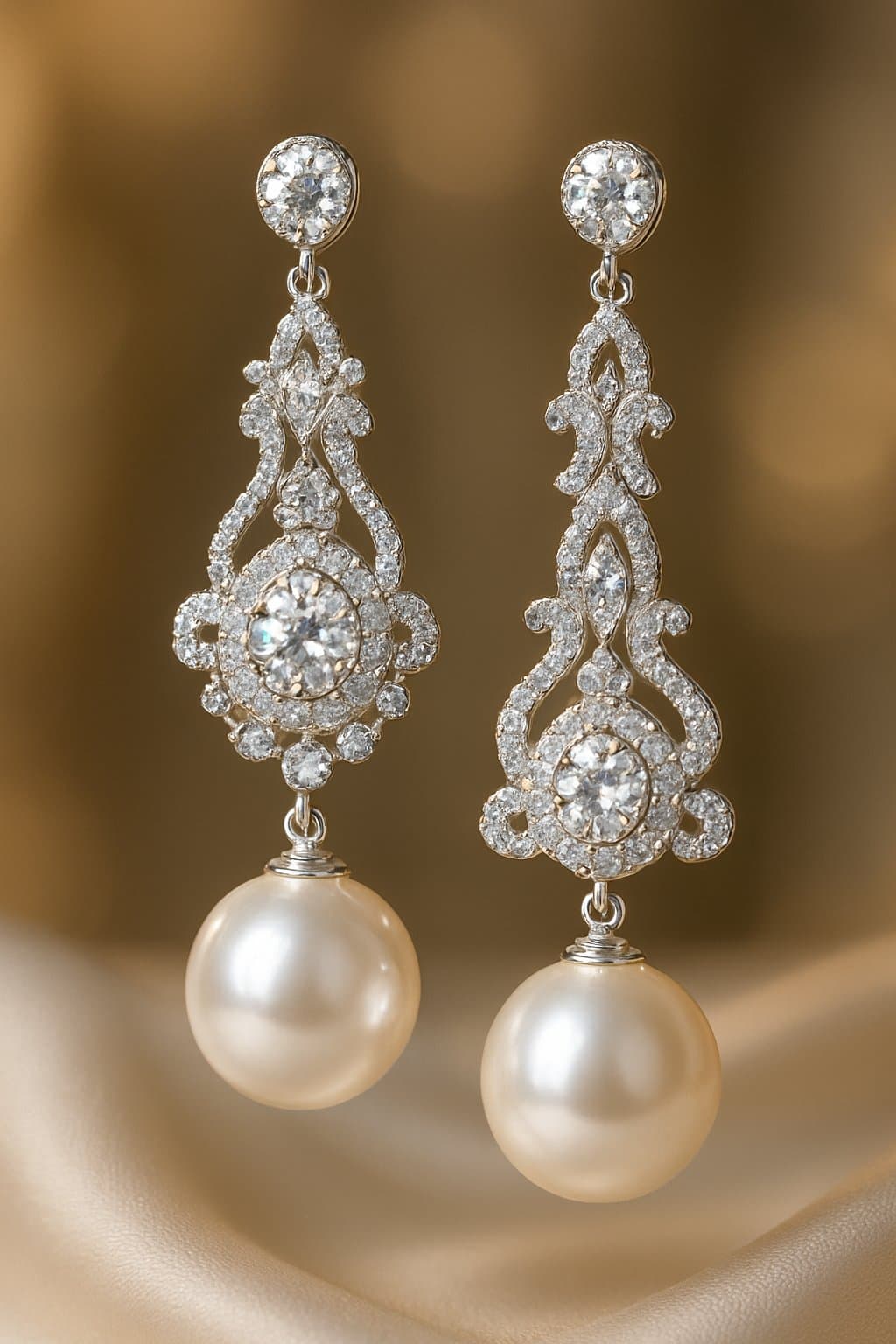 Custom engraved bridal earrings with sapphire accent